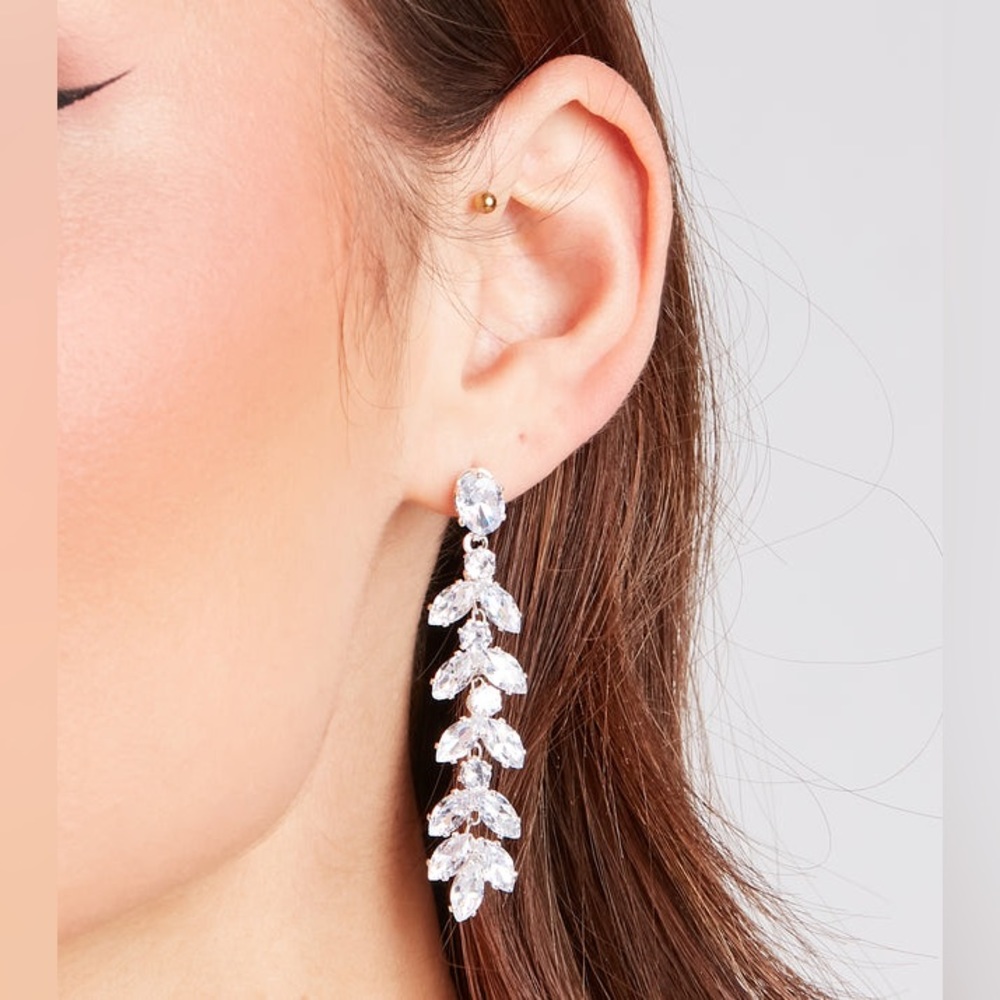 Windsor leaf rhinestone dangly earrings | Women’s jewelry